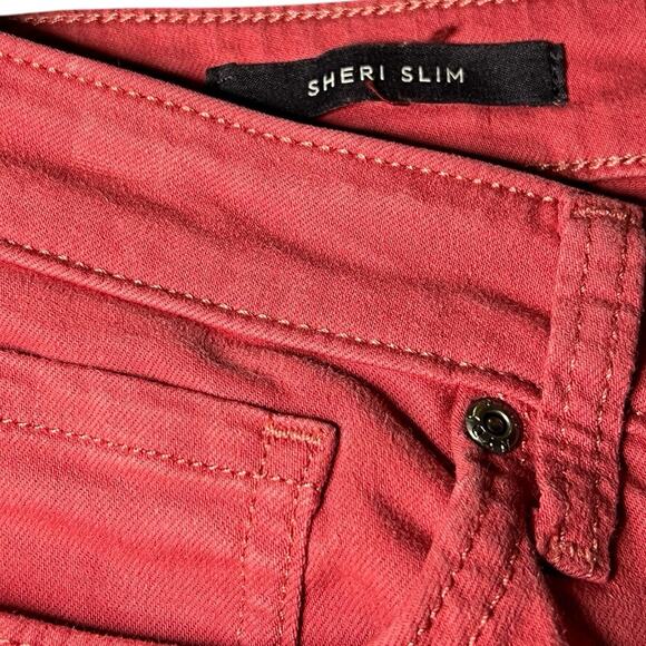 NYDJ Lift Tuck Sheri Slim Pink Crop Straight Leg Ankle Raw Fray Hem Jeans Size 6 - Picture 4 of 8